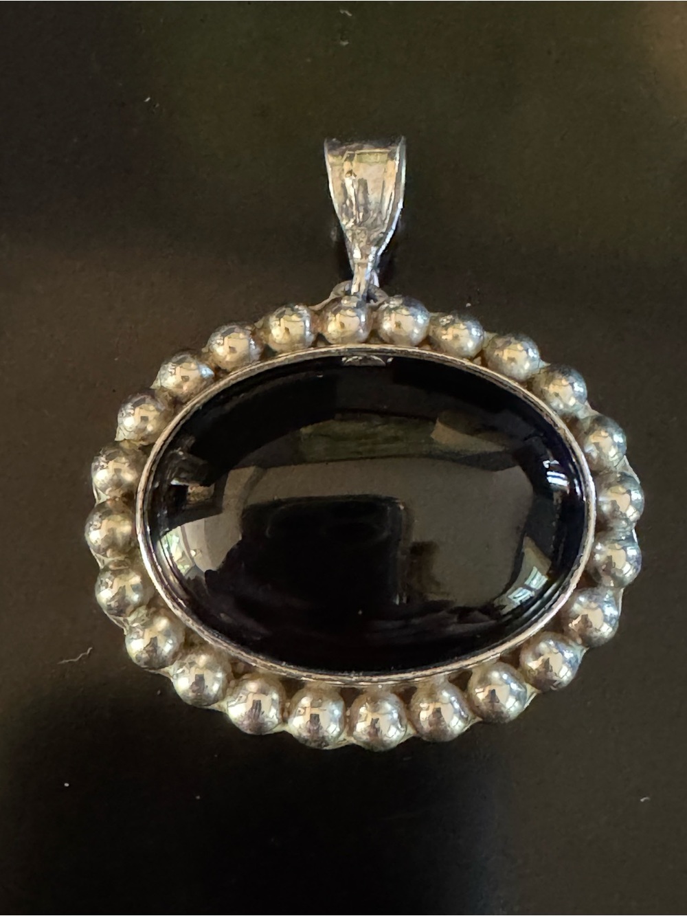 Vintage Mexico Sterling Silver Black Onyx Statement Pendant 925 - 20.5g